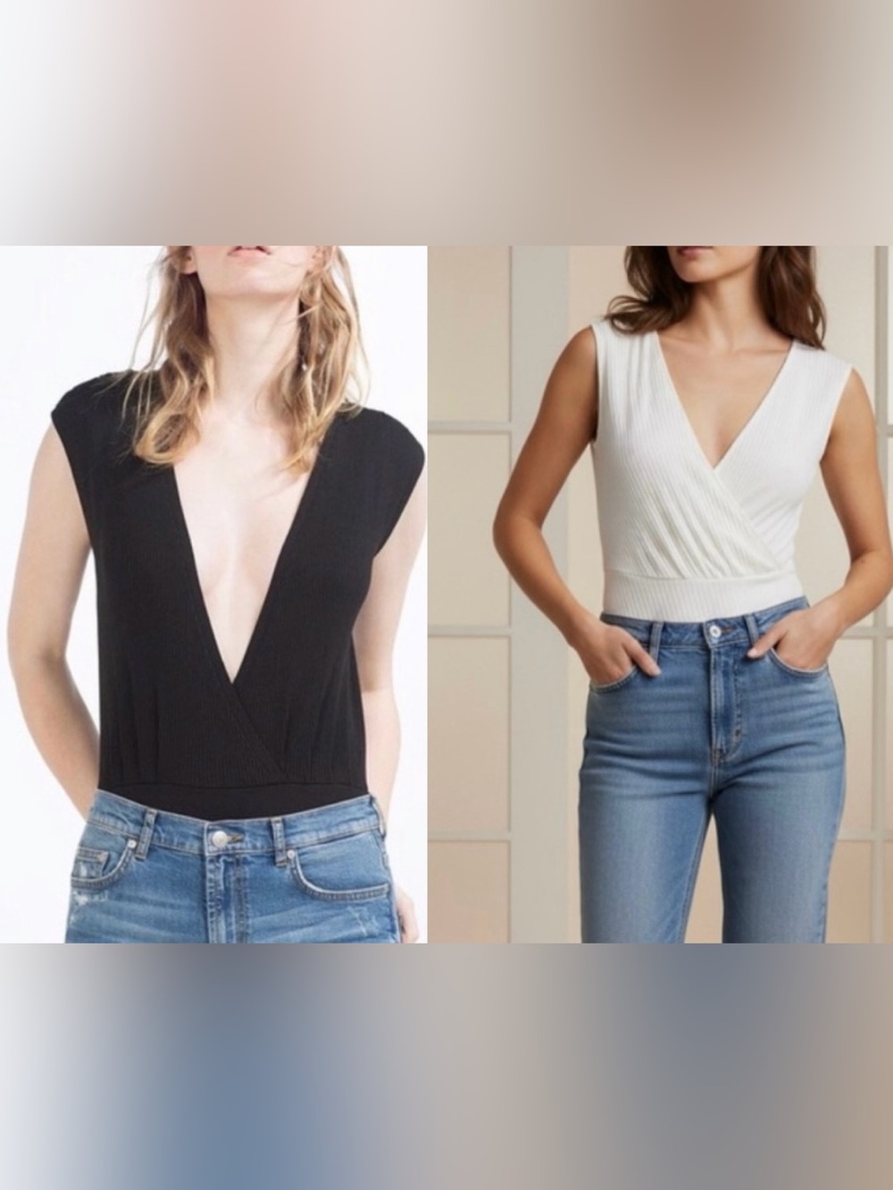 ZARA | Black & White Ribbed Bodysuits